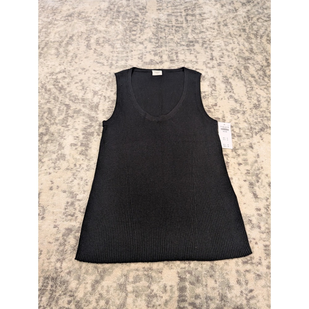 Abercrombie & Fitch Black Ribbed Knit Stretch Cotton Basic Tank Top New Medium